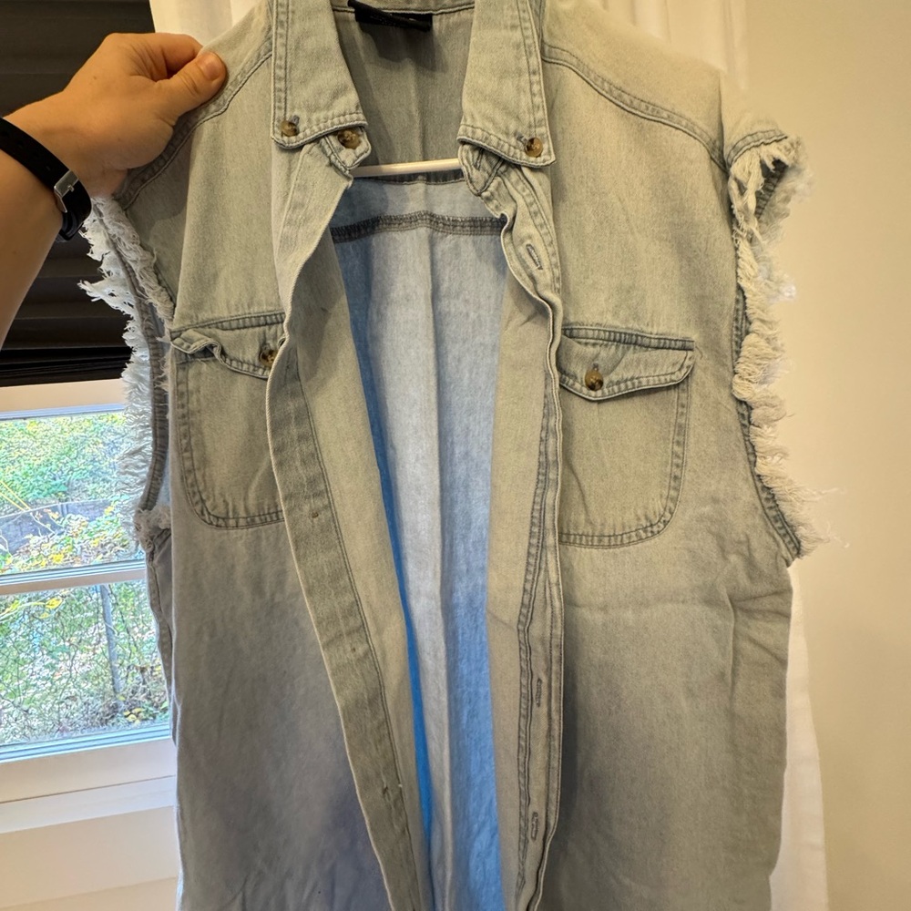 Light Blue Denim Sleeveless Vest/Shirt